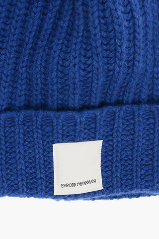 Beanie in Tinta Unita con Patch Logo a Contrasto