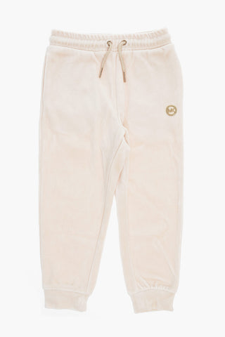 MICHAEL Velvet Joggers with Golden Logo