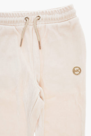 MICHAEL Velvet Joggers with Golden Logo