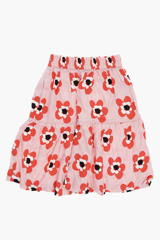 Floral Patterned Flared Skirt with Drawstring Waist