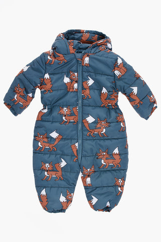 Hooded Snowsuit with Printed Foxes