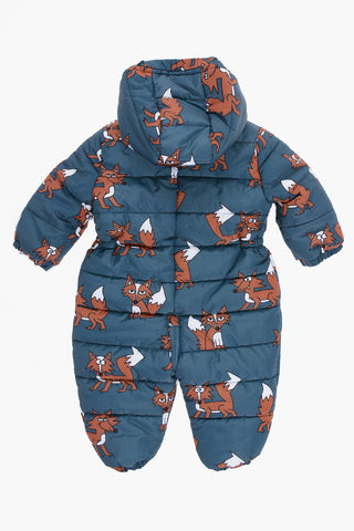 Hooded Snowsuit with Printed Foxes