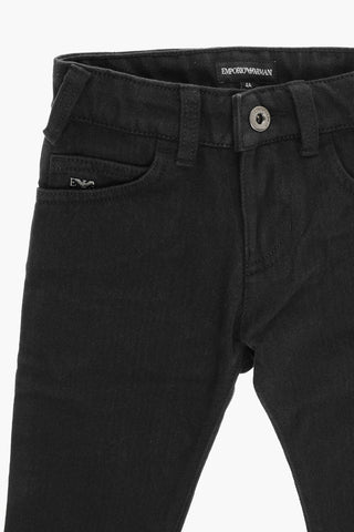 EMPORIO Solid Color Jeans with Logoed Side Band