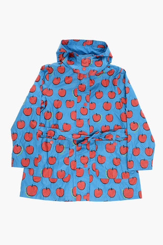 Trench Impermeabile con Stampa Mele e Cappuccio