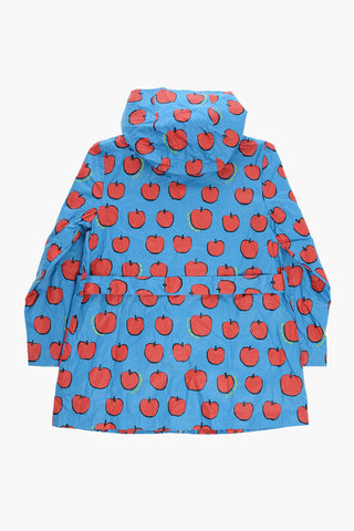 Waterproof Trench Coat with Apples Print and Hood