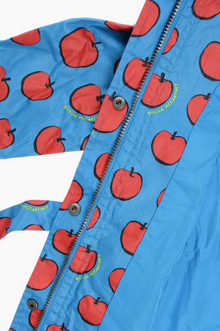 Waterproof Trench Coat with Apples Print and Hood