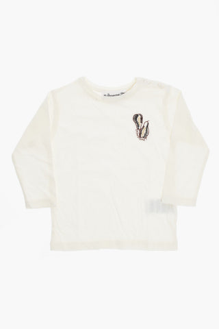 Long Sleeve Crew-Neck T-shirt with 2-Buttons