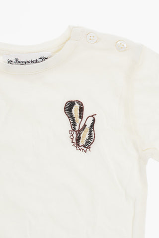 Long Sleeve Crew-Neck T-shirt with 2-Buttons