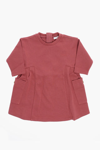 Long Sleeve Crew-Neck Dress with Patch Pockets