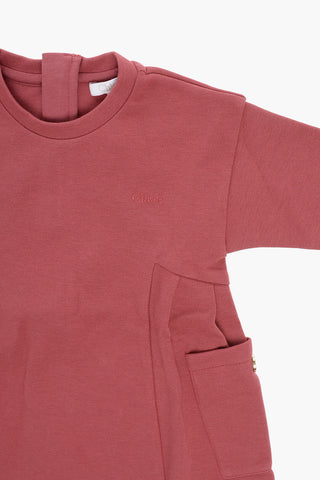 Long Sleeve Crew-Neck Dress with Patch Pockets
