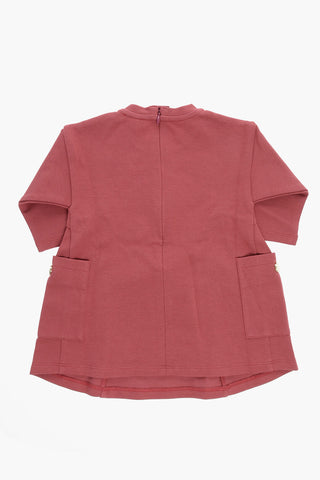 Long Sleeve Crew-Neck Dress with Patch Pockets