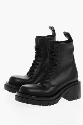 Lace-up Leather Combat Booties with Carrion Sole 10cm