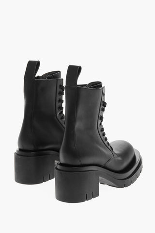 Lace-up Leather Combat Booties with Carrion Sole 10cm