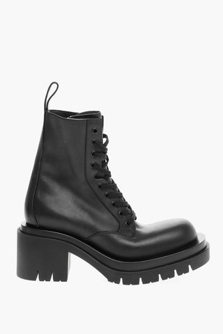 Lace-up Leather Combat Booties with Carrion Sole 10cm