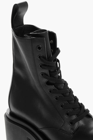 Lace-up Leather Combat Booties with Carrion Sole 10cm