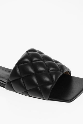 Sliders in Pelle Trapuntata con Suola in Cuoio