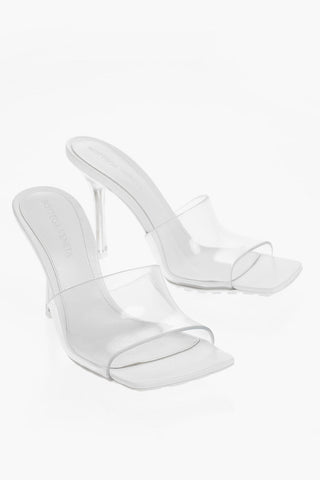 See Through Rubber Open Toe Mules with Metal Heel 9cm