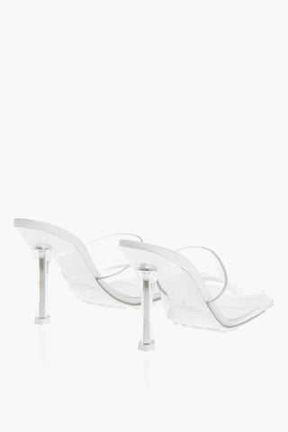 See Through Rubber Open Toe Mules with Metal Heel 9cm