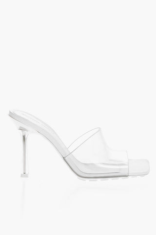 See Through Rubber Open Toe Mules with Metal Heel 9cm