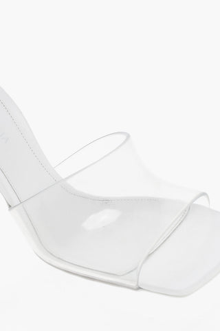 See Through Rubber Open Toe Mules with Metal Heel 9cm