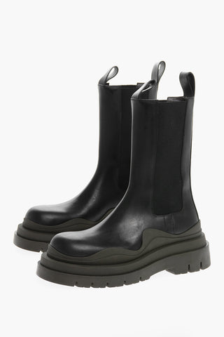 Contrasting Sole TIRE Leather Chelsea Boots