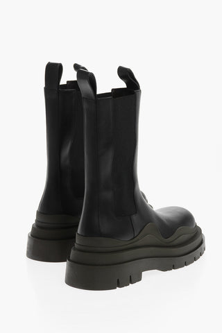 Contrasting Sole TIRE Leather Chelsea Boots