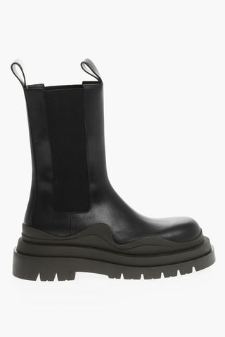 Contrasting Sole TIRE Leather Chelsea Boots