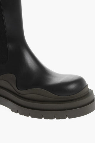 Contrasting Sole TIRE Leather Chelsea Boots