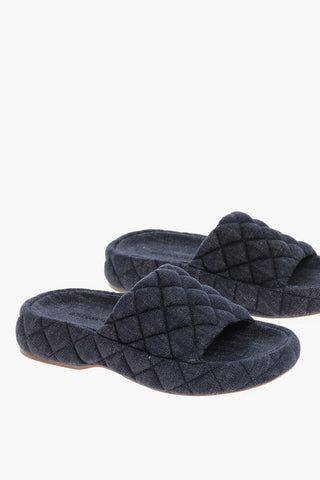 Quilted Denim Padded Sliders