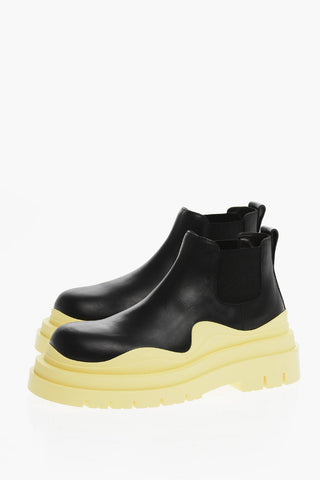 Leather TIRE Chelsea Booties with Contrasting Sole
