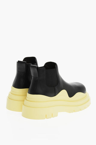 Leather TIRE Chelsea Booties with Contrasting Sole