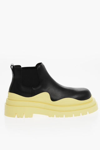 Leather TIRE Chelsea Booties with Contrasting Sole