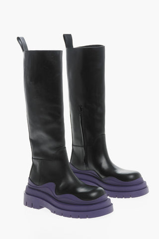 Under the Knee Chelsea Boots with Contrasting Sole