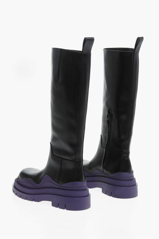 Under the Knee Chelsea Boots with Contrasting Sole