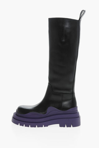 Under the Knee Chelsea Boots with Contrasting Sole