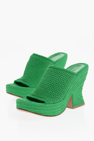 Knit Fabric GRASS Mules with Sculptural Heel 11cm