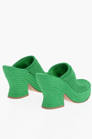 Knit Fabric GRASS Mules with Sculptural Heel 11cm