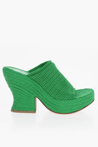 Knit Fabric GRASS Mules with Sculptural Heel 11cm