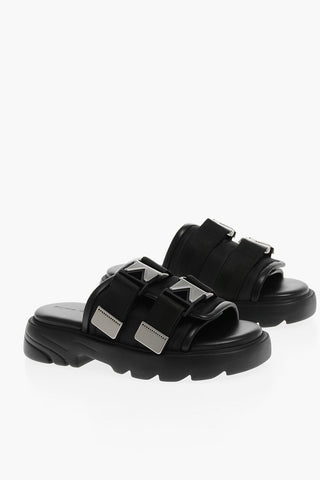 Double-buckle BOMBER Leather Sliders