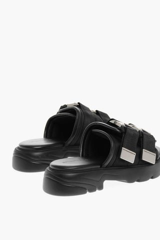 Double-buckle BOMBER Leather Sliders