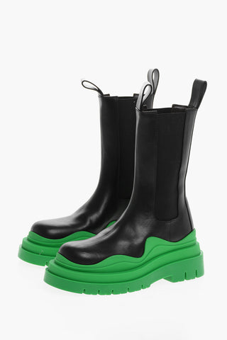 Contrasting Sole TIRE Leather Chelsea Boots