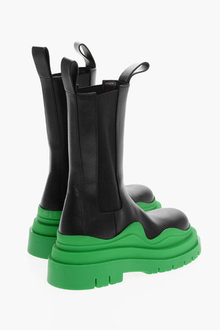 Contrasting Sole TIRE Leather Chelsea Boots
