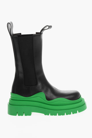 Contrasting Sole TIRE Leather Chelsea Boots