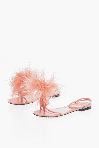 Feathered WONDERBIRD Flat Thong Sandals