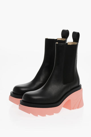 Contrasting Sole EXTRALIGHT Leather Chelsea Booties 8cm