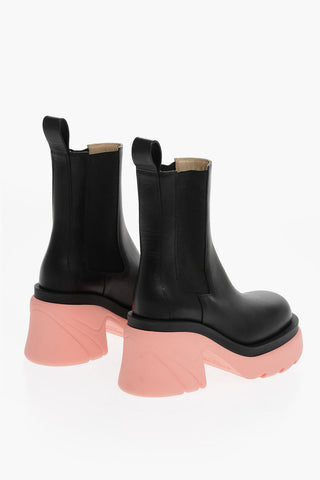 Contrasting Sole EXTRALIGHT Leather Chelsea Booties 8cm
