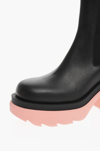 Contrasting Sole EXTRALIGHT Leather Chelsea Booties 8cm