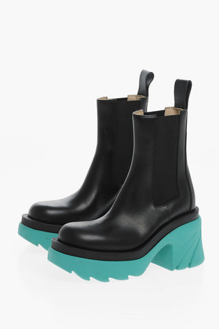 Contrasting Sole EXTRALIGHT Leather Chelsea Booties 8cm