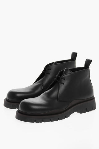 Contrasting Sole Leather Lace-up Desert Booties