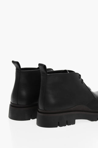 Contrasting Sole Leather Lace-up Desert Booties